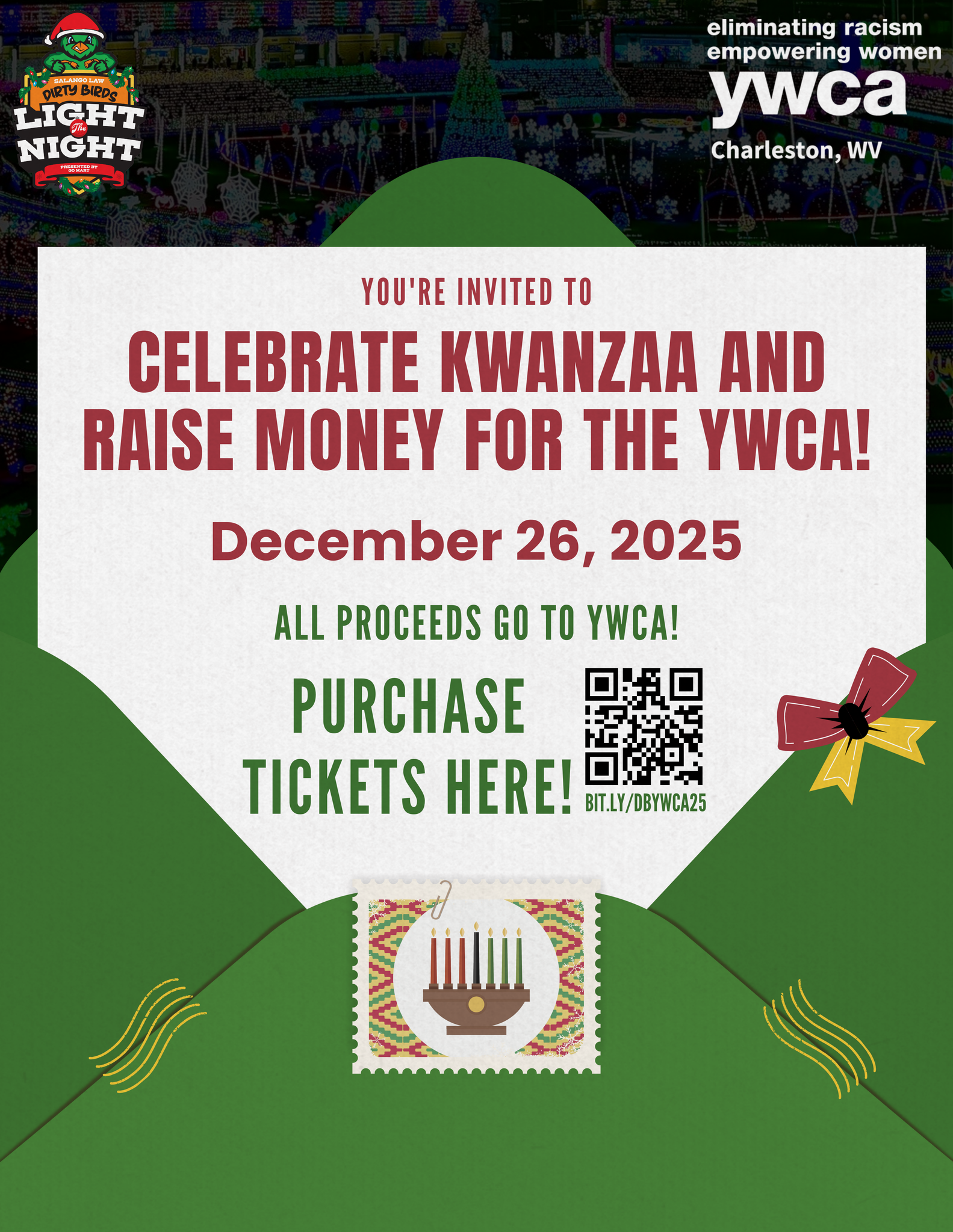 Light the Night to celebrate Kwanzaa, honor Kitty Dooley, and support YWCA-Charleston