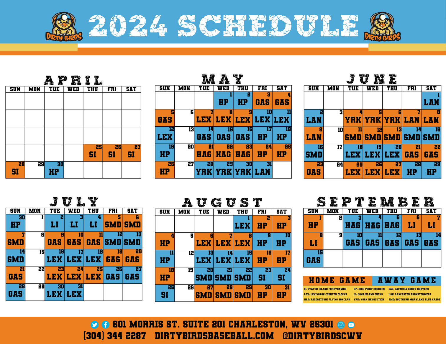 2023 Dirty Birds Baseball Schedule – Charleston Dirty Birds